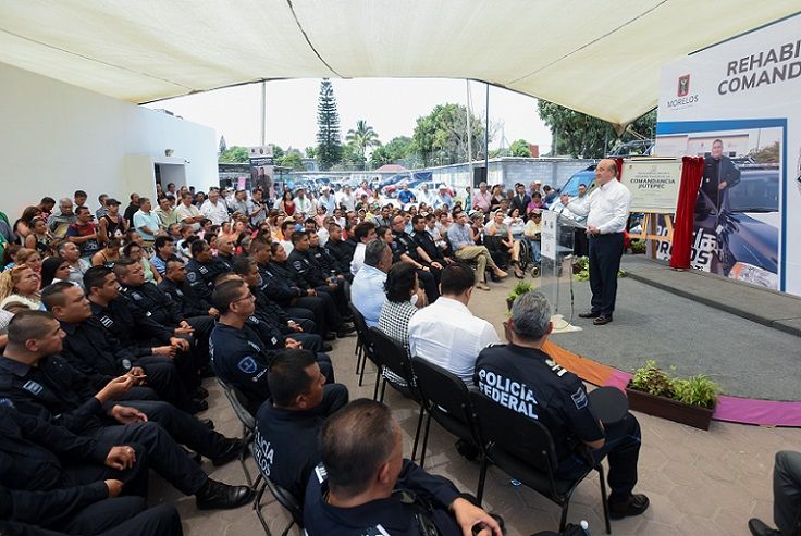 Al entregar la rehabilitación de la Comandancia Jiutepec de la Policía Morelos, el gobernador Graco Ramírez afirmó que hoy en estado tiene mejores condiciones de seguridad, producto del esfuerzo compartido entre los ciudadanos y el gobierno