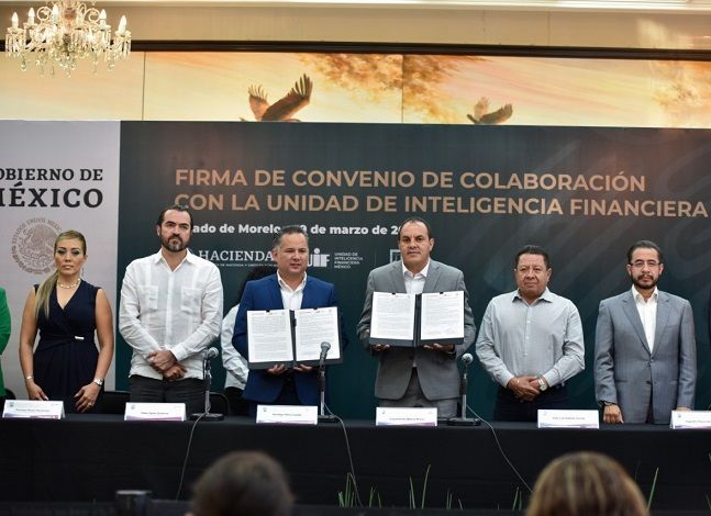 En el evento, Santiago Nieto Castillo titular de la UIF celebró la voluntad demostrada por el gobierno de Cuauhtémoc Blanco para colaborar con el Gobierno de la Cuarta Transformación para combatir la corrupción