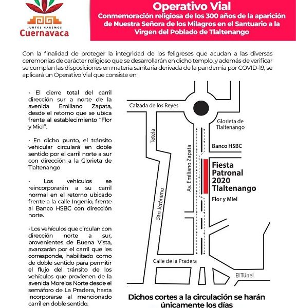Recordó que no existen las condiciones para llevar a cabo la tradicional celebración comercial y popular, toda vez que la pandemia que asola al mundo hace imposible la concentración masiva de personas, sin embargo, se garantizará la seguridad de los creyentes y quienes participen en las peregrinaciones