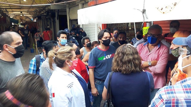 se comprobó que los comerciantes del López Mateos tienen toda la disponibilidad para ofrecer a los clientes un Mercado seguro, limpio y ordenado de acuerdo con las nuevas normas de sanidad